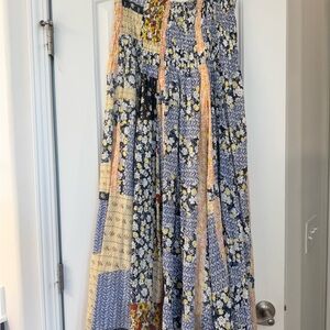 Natural Life Laurel Convertible Maxi Skirt-Blue Yellow Patchwork